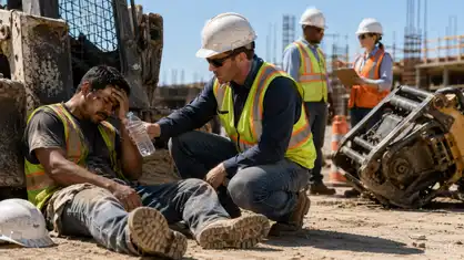 A worker recovering after heat-related construction site injuries.